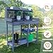 Outdoor Potting Bench Table,Garden Work Bench Metal Tabletop Horticulture with Shelf Rack Wooden Potting Benches for Outside with Holey Board/Hooks/Pads/Drawer/Adjustable and Cabinet,Gray