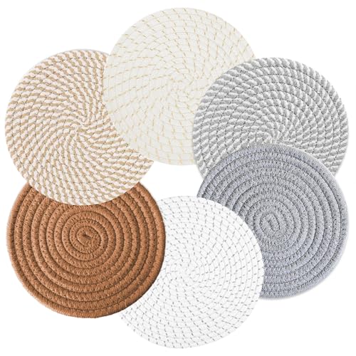 EwaRcud 8 Inch Hot Pot Stand with Tripod Base - 6-Pack Heat Resistant Kitchen Trivets for Countertop Protection, Fall Home Decor & Table Setting Accessories