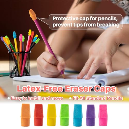 Sukh 120 Pcs Cap Erasers for Pencils Pulk - Pencil Top Erasers Pencil Cap Erasers Toppers for Kids Latex Free Assorted Colors School Erasers Caps for Teachers Sudents Classroom Home and Office
