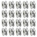 PATIKIL V-Groove Bearing, 20 Pack 4x13x6mm V Groove Guide Pulley Carbon Steel Sealed Ball Bearings Rail Roller Bearing Wheel for Track Liner Motion System