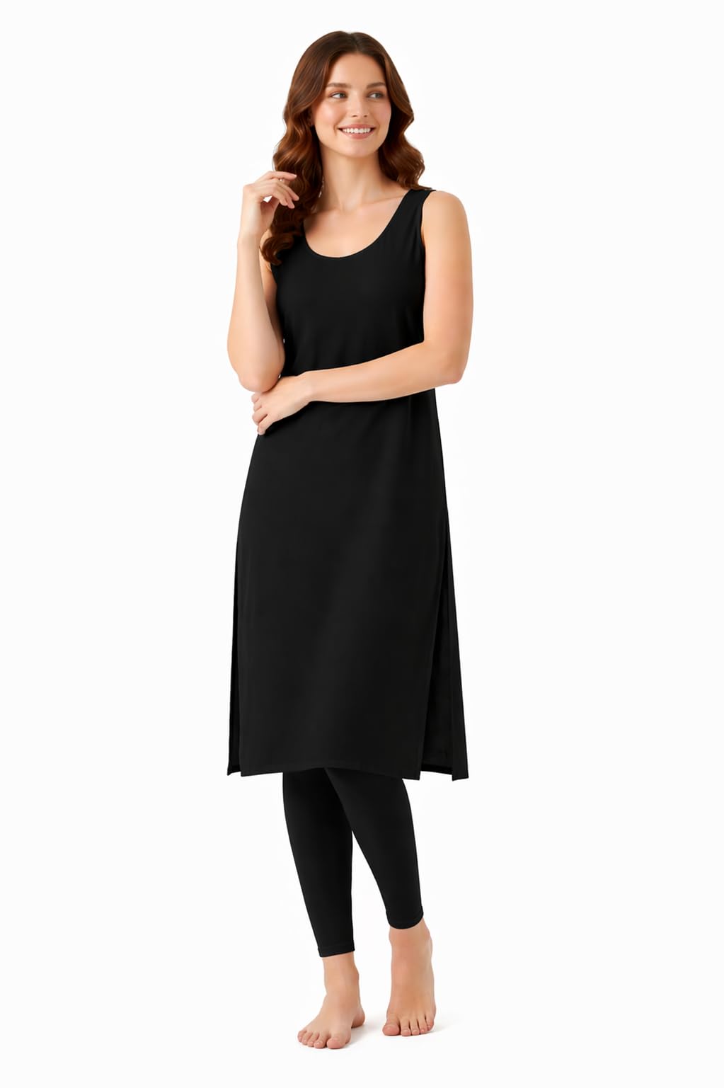 Women Cotton Long Camisole Sameej - Knee-Length Cotton Slip Full Length Inner for for Kurta Petticoat Slip S to 3XL-picture-25