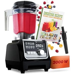 Nutrilovers NUTRI-BLENDER MAX Hochleistungsmixer 2000W Standmixer Smoothie Hochleistung Smoothie-Maker Profi Mixer Blender – 2L Tritan, BPA-FREI, 9 Stufen, Digital-Timer Inkl. Smoothie Rezeptbuch