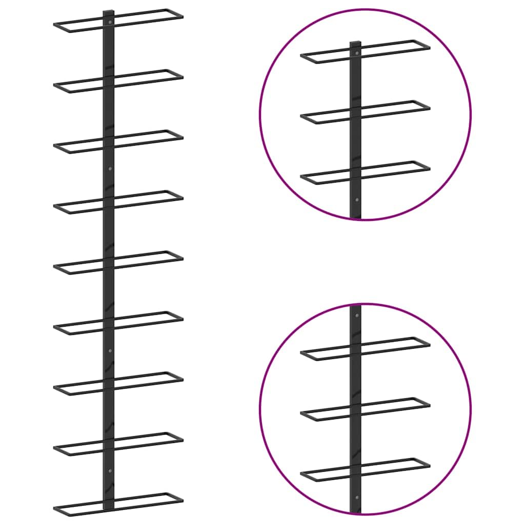 vidaXL Botelleros de Pared para 18 Botellas 2 Unidades Hierro Negro
