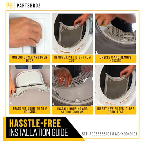 Image of PartsBroz Lint Filter & Screen Housing for LG DLG3401W Dryer Lint Filter Trap Screen Cover Housing Replacement