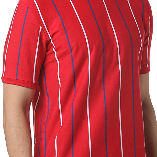 Image of CAHOOT Men Red Striped Casual T-Shirt