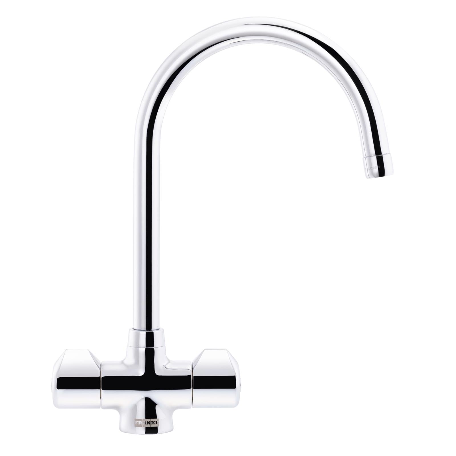 Franke Danube J Spout Traditional Twin Lever Chrome Kitchen Mixer Tap
