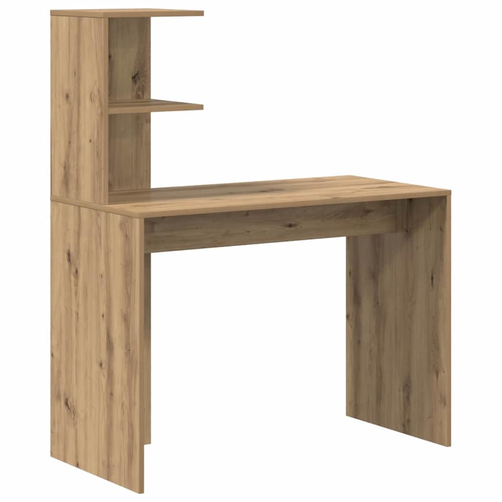 Scrivania in legno di rovere Artisan, 102 x 50 x 124 cm, con ripiano, moderno tavolo da ufficio per casa e studenti, autoportante, compatto