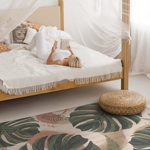 Tapis en vinyle Monstera 60x90 cm rectangulaire pour salon et cuisine - 4