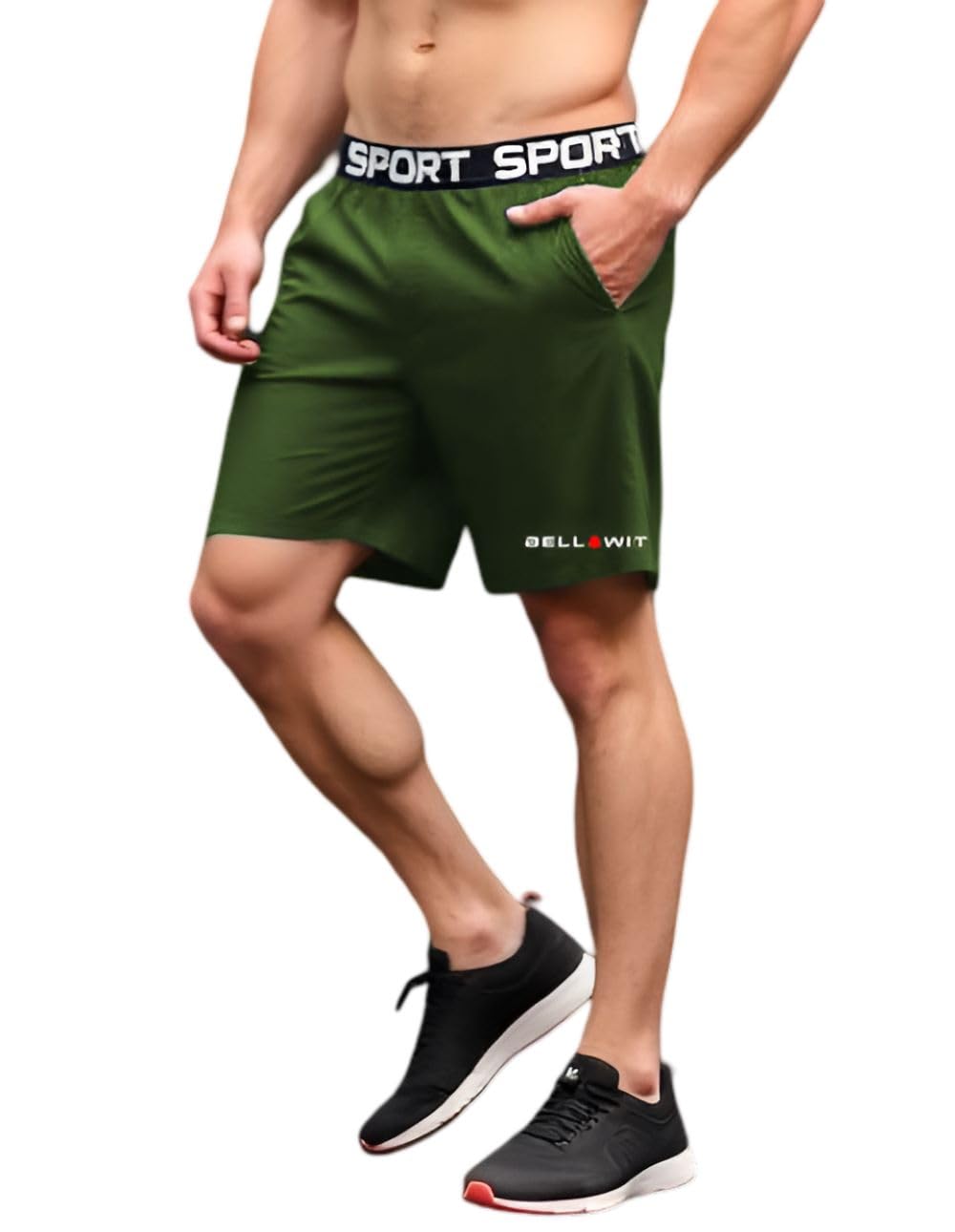 bellwit Athletic Sport Look Shorts for Men with 3 Pockets and Elastic Waistband Quick Dry Lightweight Activewear Shorts-picture-36