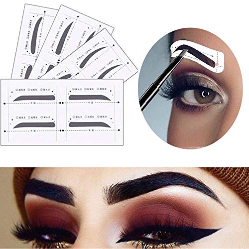 QINGYA Eyebrow Stencil Shaper,32 Pairs Eyebrow Stencil Reusable Ruler Shaping Template with 4 Unique Styles Eyebrow Shaper Card for DIY Beauty,Eyebrow Grooming Stencil Kit DIY Tool