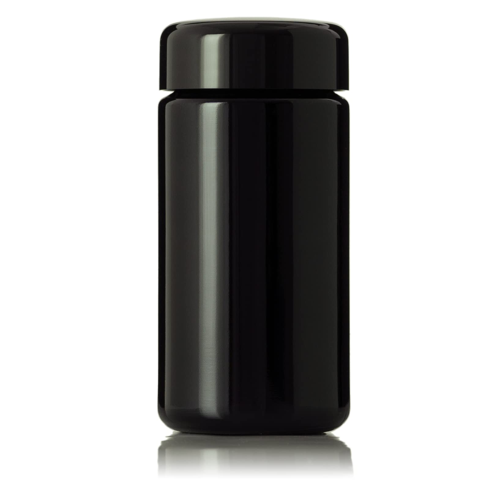Black Ultraviolet Glass Jar with Lid | 100 ml 3 oz Airtight Smell Proof Container | Wide Neck Herb Storage, Ideal for Tea, Spices, Dried Goods, Slender Glass Jar for Kitchen