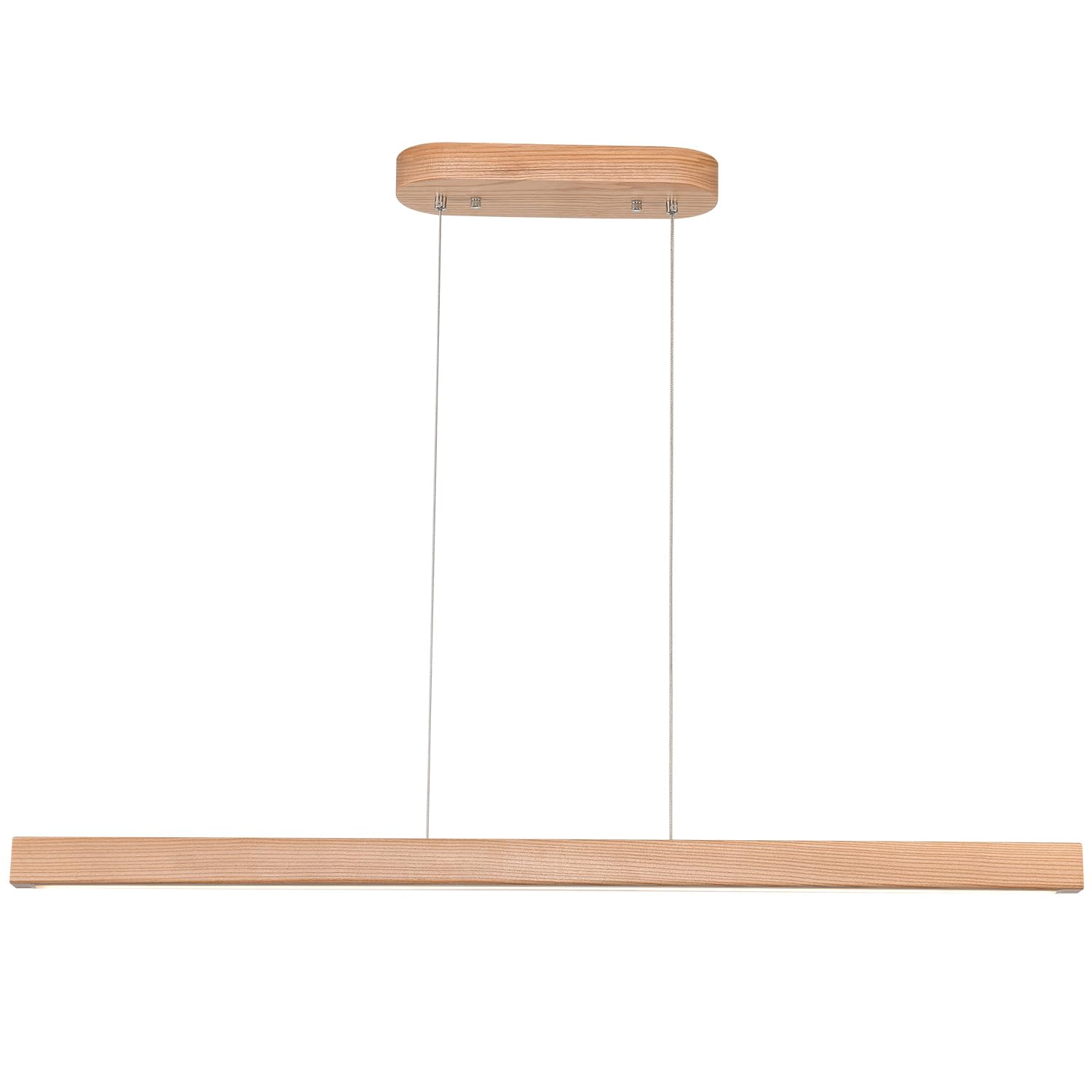 Photo 1 of 39" Wood Linear Pendant Light Fixture Modern LED Pendant Lights Led Dimmable Chandelier with Remote Control Ceiling Hanging Lights Pool Table Lights for Dining Room Kitchen Island Lights Natural