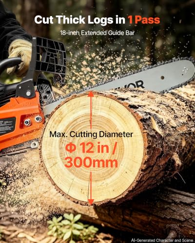 Image of VEVOR Gas Powered Chainsaw 16 Inch 40CC 1.75HP 2 Stroke Engine Gas Chainsaw | For Wood Cutting, Tree Trimming & Land Clearing, Throttle-Synced Choke, Power Chain Saw with Non-Slip Handle & Dual Tanks