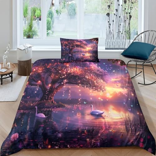 Housse de couette 135x200 imprimée 3D parure de lit 3 pièces single