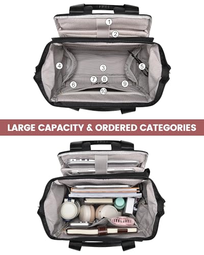 Image of LOVEVOOK Laptop Backpack for Women, 15.6 Inch Work Laptop Bag with USB Port, Fashion Teacher Nurse Backpack Purse, Waterproof Travel Computer Backpack with Organizer Bag, 2PCS