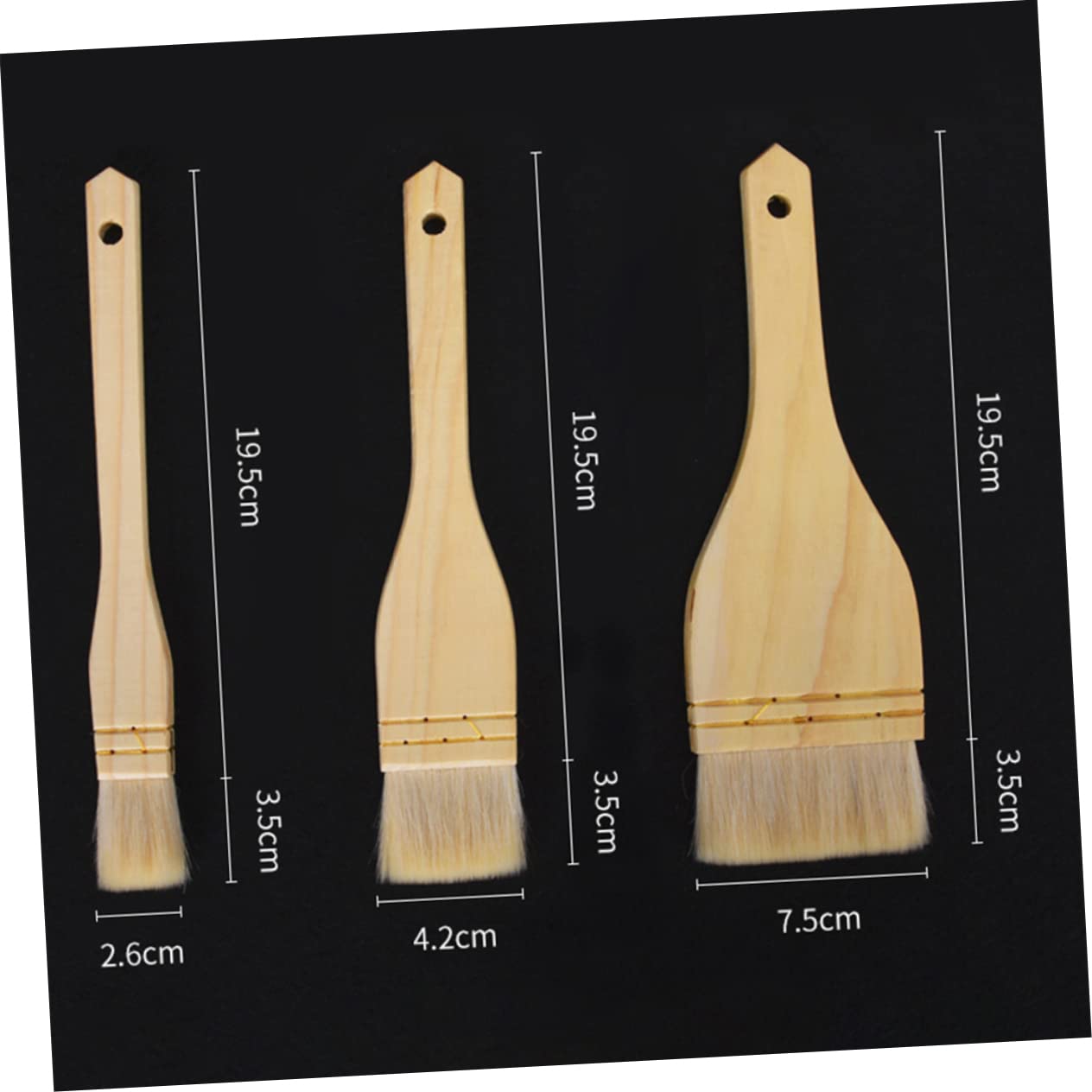 Toddmomy 3 Stück Backpinsel mit Naturborsten aus Wolle Ölpinsel für Grill und Gebäck Vielseitiger Küchenpinsel zum Backen und Grillen mit Aufhängung Hitzebeständig