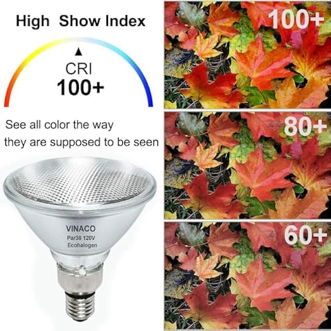 PAR38 Outdoor Flood Light, 2PCS PAR38 Halogen Flood Light 80W, High Brightness 1500LM Equivalent 100W, PAR 38 Dimmable with Long Lasting Warm White PAR 38 Halogen 80W with E26 Base for Indoor&Outdoor