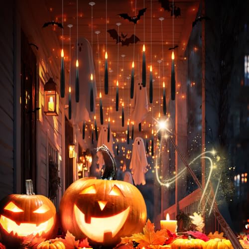 Image of 12 Pcs Floating Flameless Hanging Candles with Wand Remote Control
