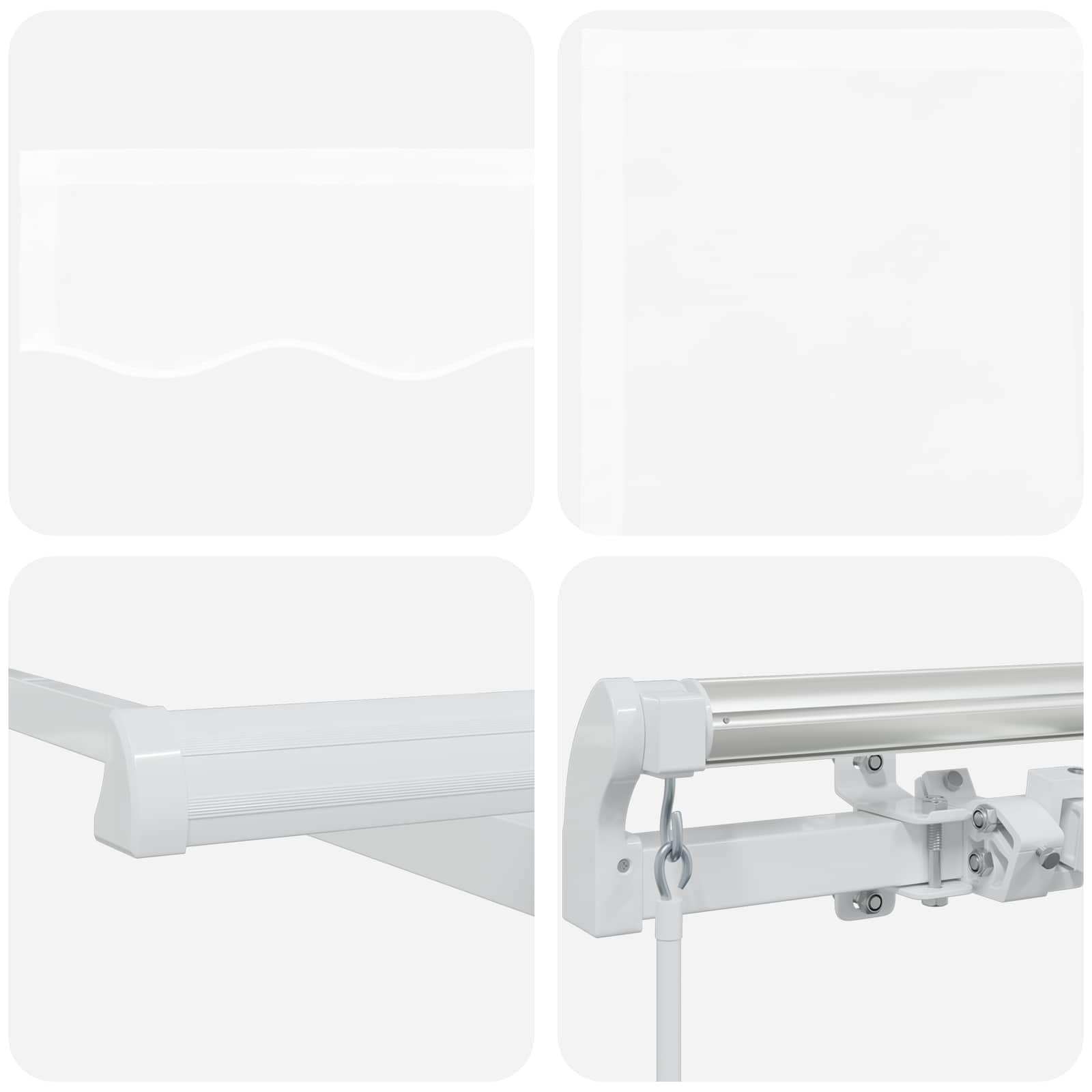 Biała roleta 400 x 300 cm z poliestru i aluminium, rozciągliwa roleta o szerokości 4 x 3 m w kolorze białym