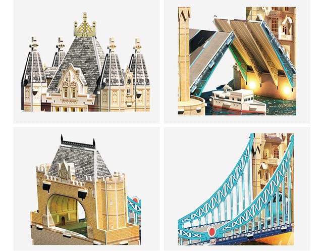 Cubicfun L531h Tower Bridge 3D Puzzle kit components laid out