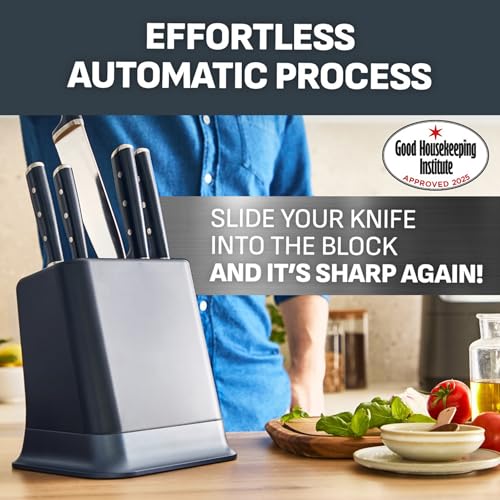 Tefal EverSharp Pro 6-Pc Knife Set, Knife Block With Automatic Integrated Sharpener, Scissors, German Stainless Steel, Ergonomic Handle, Gift for Him/Her, Chef, Utility, Paring & Scissors, K297S744 - Image 3
