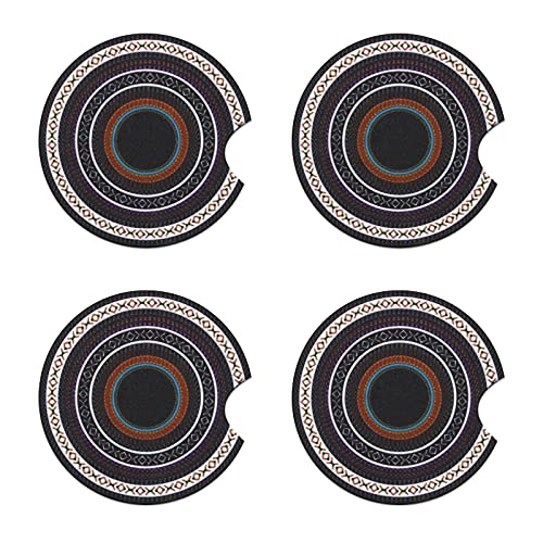 Copap Car Cup Coasters for Drinks Absorbent 4 Pack Baja Style Cup Coaster with A Finger Notch for Easy Removal 2.75 inch Keep Car Clean/Cold Drink Sweat for Women & Girls (Baja Inca)