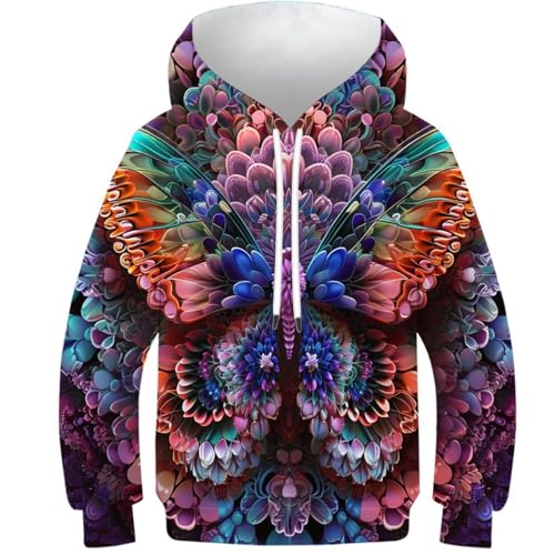 Sweatshirt papillons anti-froid fin et chaud vêtement hiver ado fille garçon 7-9Y