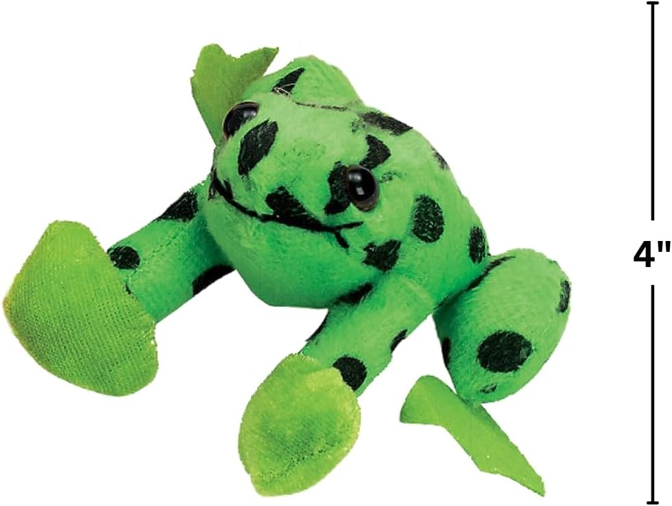 Fun Express Plush Spotted Neon Frogs (Set of 12) Stuffed Animal Toys Great for Parties and giveaways - view 2