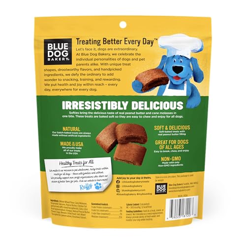 Blue Dog Bakery Natural Dog Treats, Softies, Peanut Butter Flavor, 16.2oz Bag, 1 Bag