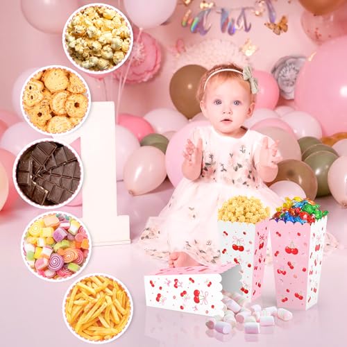 Image of K KUMEED 20 PCS Cherry Party Supplies,Cherry Popcorn Favor Boxes,Summer Fruit Cute Cherry Birthday Decorations Popcorn Bowls Popcorn Buckets Popcorn Bags for Baby Shower Daily Holiday (Large)