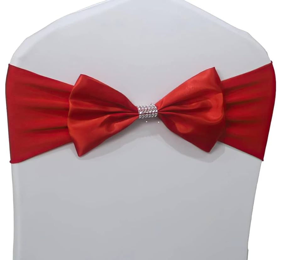 IEventStar Stretch Chair Bows With Buckle Slider Chair Bow Wedding Chairs Decorations (Navy, 10