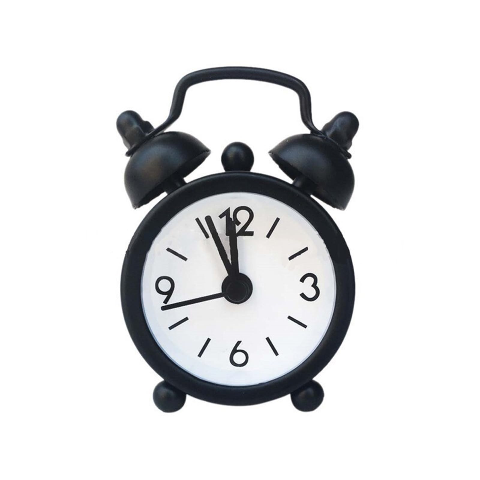MYXJX alarm clock, Alarm Clocks Mini Metal Creative Blue Quartz Round Portable Desktop Decoration Home(Black)