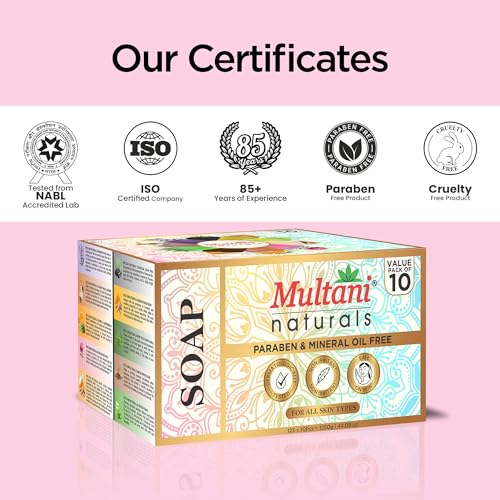 Image of Multani Natural Assorted Soap Gift Set - 125 gm (Pack Of 10) | Refreshing & Gentle Cleansing Soap Bar | For Deep Cleansing & Glow | Paraben Free | Clinically Tested | For All Skin Types | Glycerin Soap Bar For Men & Women