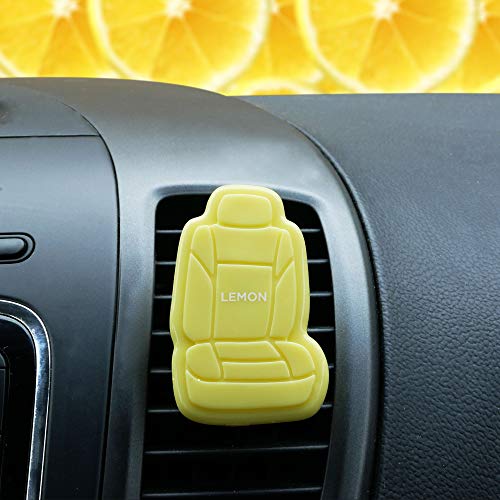 Image of FH Group FH1017YELLOW Lemon 3D Scented Yellow Air Freshener 1-Pack Clip-On Non-Toxic, Plastic Alcohol-Free Fragrance Oil Car Seat Shape Long Lasting for Cars, Trucks, SUVs, Closets, Small Spaces, etc.