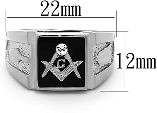 Miniatura 2 de Jewelry Store by Erik Rayo Anillo Color Plata Para Hombres y Ninos de Acero Inoxidable Masonico en Onyx 14