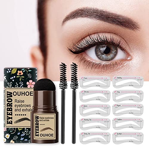 Fantsccy Augenbrauen Stempel Eyebrow Stamp Kit Augenbrauen Schablone Gestaltung Kit Augenbraue Schablonen Wasserdicht Lange Stick Form Stempel Stirn Anhaltende Natürliche Cover