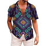 KYKU African Print Shirt Men Tribe Tee Shirts Dashiki Button-Down Clothing