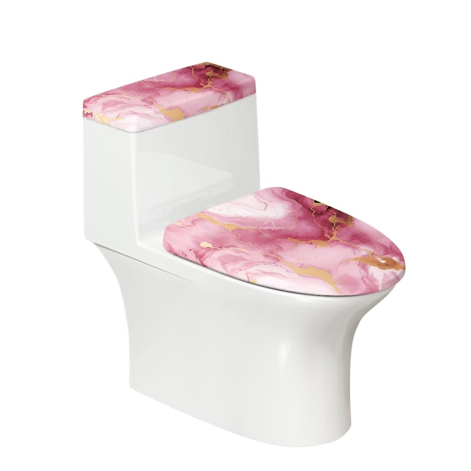Hwiplsvny Pink Marble Print Toilet Lid Cover and Toilet Tank Cover 2Pcs Toilet Seat Cover and Tank Lid Covers Stretch Toilet Covers Set for Bathroom Fits Most Toilet Tanks & Lids