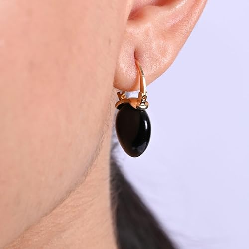 Miniatura 3 de Gempires Carnelian Huggie Hoop Earrings, Dangling Earrings for Women, Handmade 15mm Pear shape Earrings, Everyday Wear, 14k Gold Plated Jewelry,