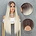 K'ryssma Ombre Platinum Blonde Wig with Dark Roots Natural Looking Synthetic Wig Fashion Silk Straight Long Blonde Wigs for Women