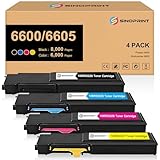 stampante xerox phaser 7500dt  SINOPRINT 6600 6605 Cartuccia toner ad alta capacità per 106R02225 106R02226 106R02227 106R02228 Toner di ricambio per stampante Xerox Phaser 6600 WorkCentre 6605 (4 confezioni a colori)