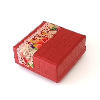 Amazon.co.jp: お針箱 柿渋塗り 四つ目箱 蓋付き 小箱 裁縫箱