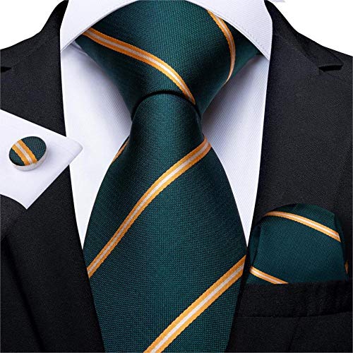 Preisvergleich Produktbild CCYUANG Krawatte Herren Herren Hochzeit Krawatte Herren schwarz gestreifte Seidenkrawatte Taschentuch Manschettenknöpfe Party-N-7094