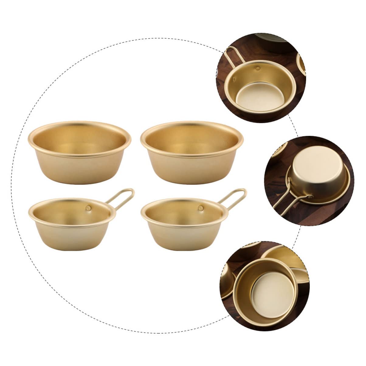 Alipis 2 Juegos Cuenco De Aluminio Amarillo Lá Tazón De Frutas Mezclar Tazones De Almacenamiento Exquisitos Tazones De Vino Coreanos Exquisitos De Aluminio Golden 4 Uds * 2