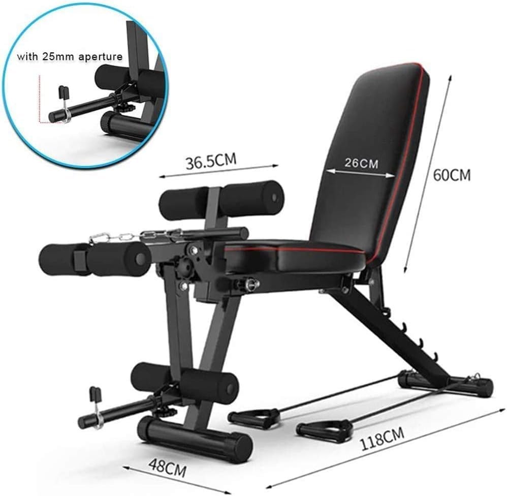 Multifunctionele spierbank, verstelbaar, inklapbaar, met curler-poten, voor full-body training, fitnessstudio thuis - Afbeelding 6