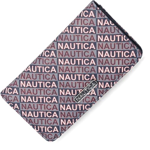Image of Nautica Seaside Slim Womens Wallet RFID Blocking Credit Card Holder, Coin Purse, Checkbook Organizer Clutch, Small Vegan Leather Wallet for Travel, Black Jacquard