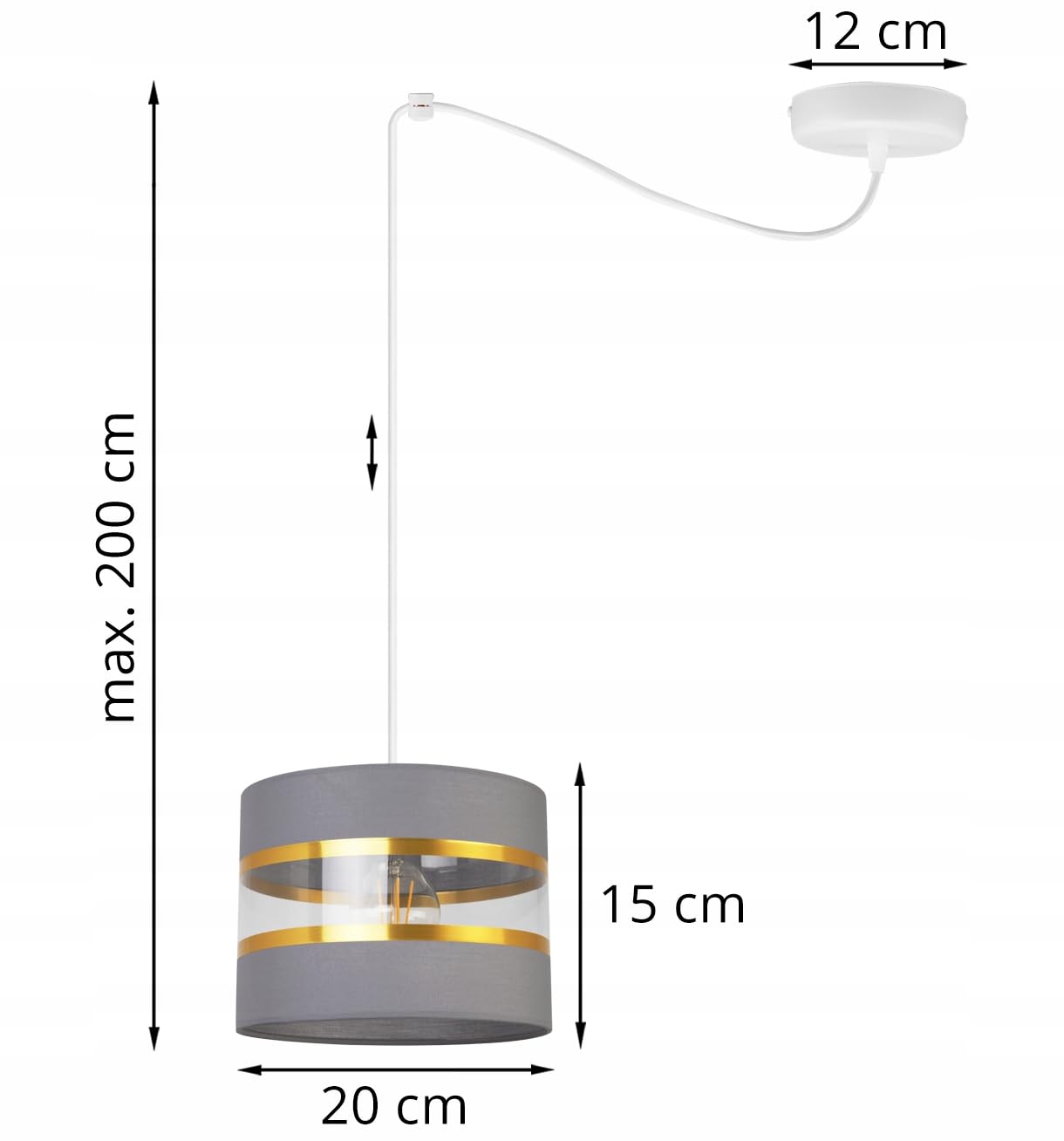 Light-Home Spider Elegance Deckenleuchte Pendelleuchte - Moderner Deckenleuchter für Schlafzimmer Wohnzimmer und Küche im Glamour Stil - E27 mit 1 Lichtpunkt - Lampenschirm Stoff 20cm - Weiß und Grau