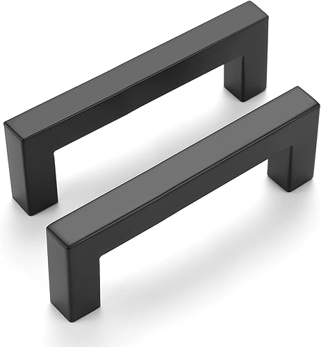 OYX Paquete de 5 tiradores de gabinete negro mate de 3.75 pulgadas, manijas de cocina negras para armarios y cajones, tiradores de tocador negros de