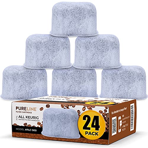 Pureline 24 Pack Replacement For Keurig Water Filters - Charcoal Water Filters Replacement for Keurig Coffee Machine - Fit Keurig 2.0 and 1.0 Classic Coffee Makers.