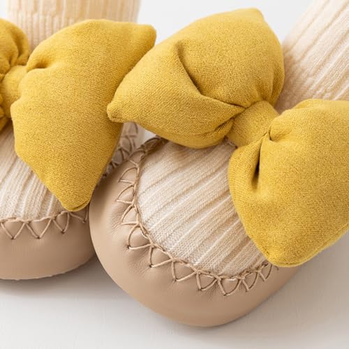Infant Walking Shoes not Slip Designs Bowknot Toddler Walking Shoes Breathable Baby Footwear Soft Shoes for Safe Walk Khaki4